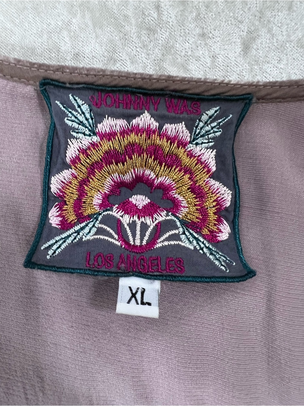 Johnny Was Dusty Mauve mixed media silk blend velvet velour Tunic XL FLAWED - Picture 3 of 13